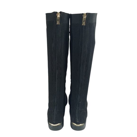 NWOT-1 SHOW! KENNETH COLE! BLACK VEGAN LEATHER & NEOPRENE ELASTIC BOOTS! SZ 7.5M - Picture 8 of 11